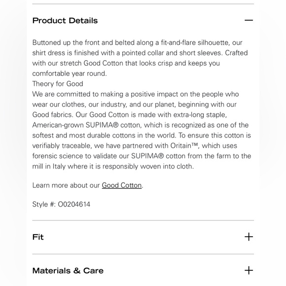 Theory white poplin dress with belt - Picture 8 of 8